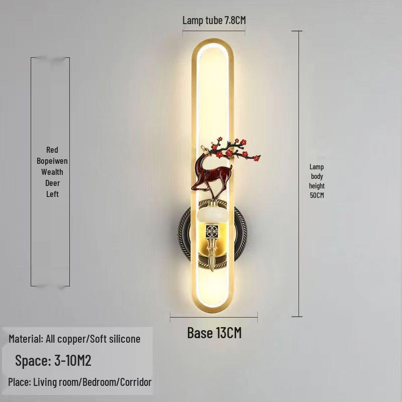 Chinese Cloisonné Enamel Brass Wall Lamp - Minimalist Bedside, Stair, Corridor & Living Room Light