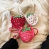 Cute Handmade Strawberry Crossbody Bag Two-Tone Woven Design Crochet Woven Bag Mini Size Crochet Yarn Women's Bag for Women