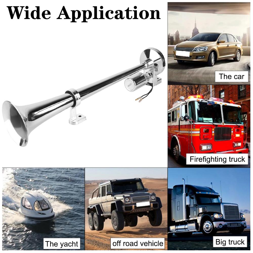 Ship Car Air Horn With Wires and Relay Single Tube Gas Horn Car Air Horn Set 12V24V For Boat Truck SUV Auto Trumpets Super Loud Waterproof Auto Parts