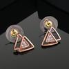 Estele Women's Rose Gold Plated Triangle Stud Earrings with CZ Crystals