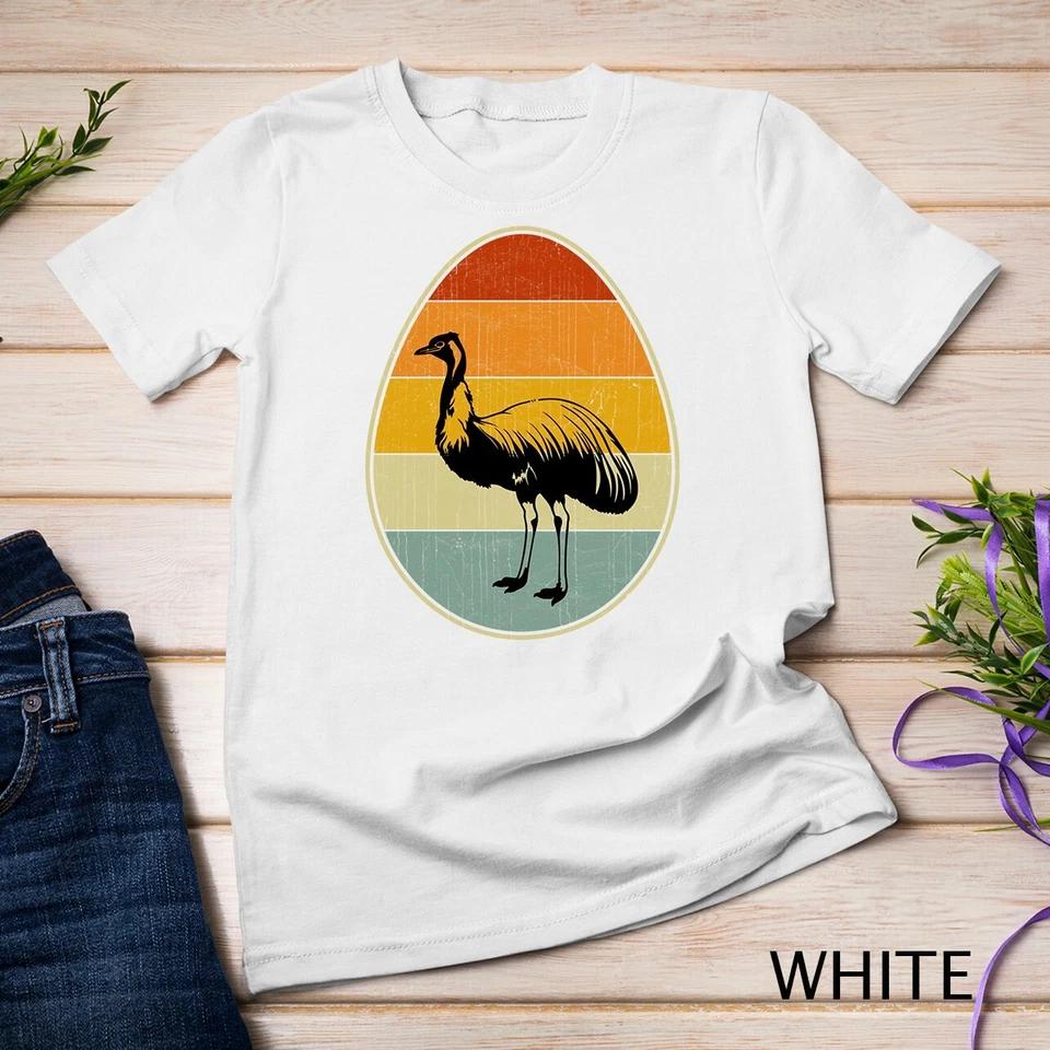 Retro Style Easter Egg Graphic Funny Easter Day Emu Unisex T-shirt 3XL