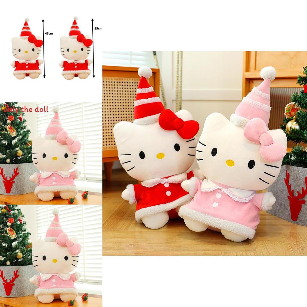 Christmas Hello Kitty Plush Toy With Soft Short Plush For Kids Play And Gift