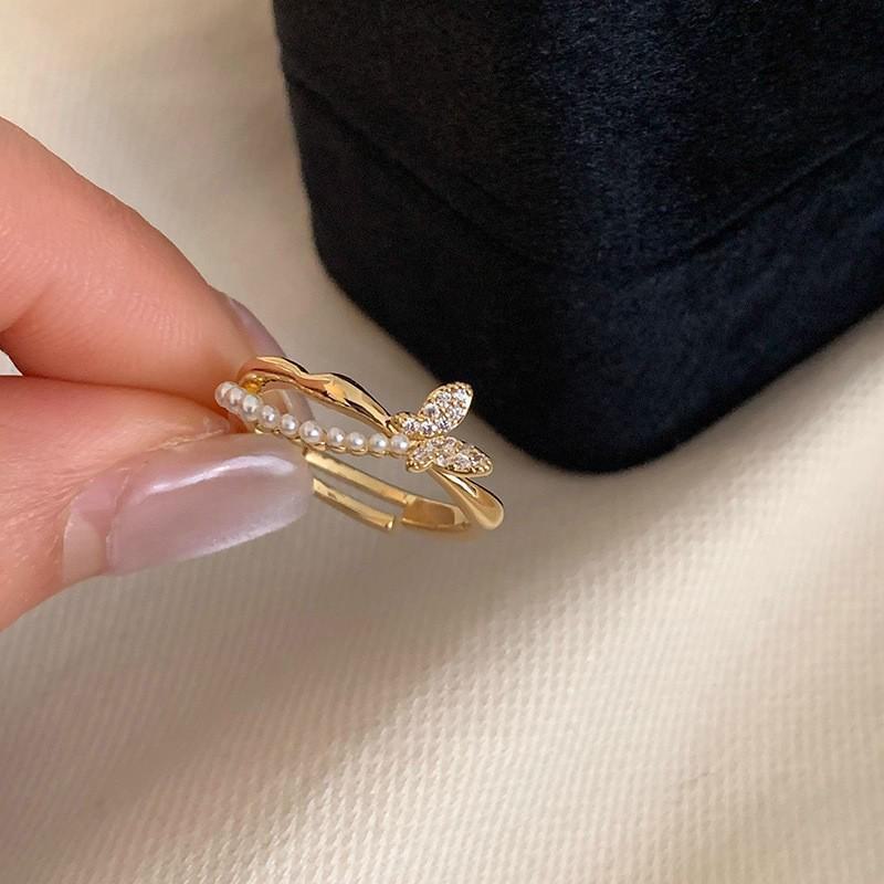 2025 Unique Blue Mother-of-Pearl Enamel Oil Drop Ring - Elegant Luxury for Girls