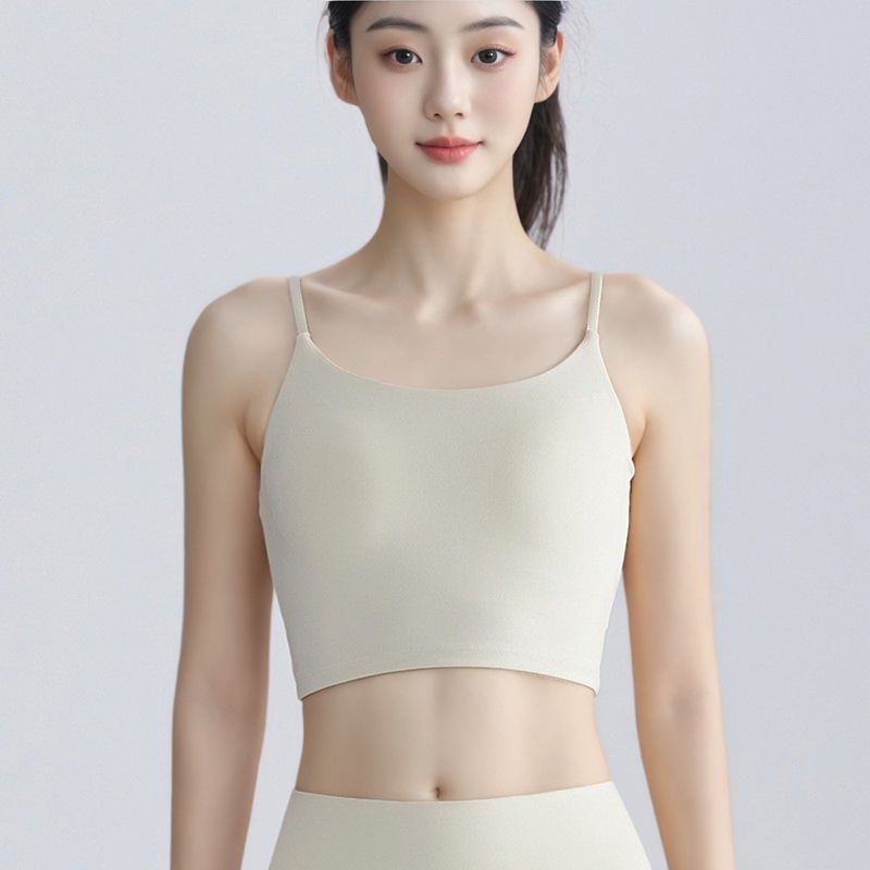 

Слитный топ на тонких бретелях, базовый, для упражнений, одежда для йоги, жилет, женский, противоударный, с фиксирующими чашками, быстросохнущий, для бега, тренировок, нижнее белье, бюстгальтер Ivory White L