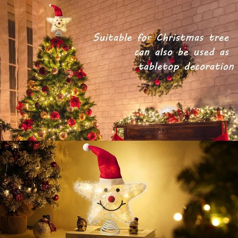 Yeni Noel Ağacı Süsü LED Işıklı Yıldız Süs Işıklı Noel Süsü Noel Ağacı Tepe Yıldızı Süsü