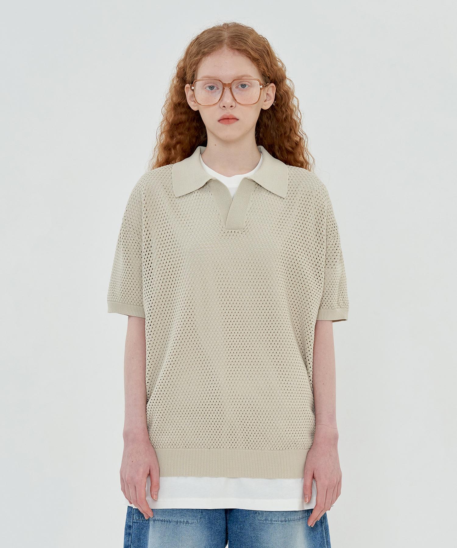 Analogoid Mesh Pique Knit / Beige Beige/L