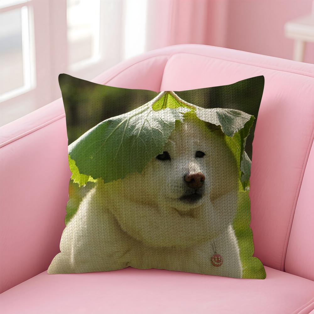 Funny Cute Dog Cat Cushion Cover Natural Linen Pillow Case Double-Sided Print Decorative Sofa Pillowcase Home Decor Gift