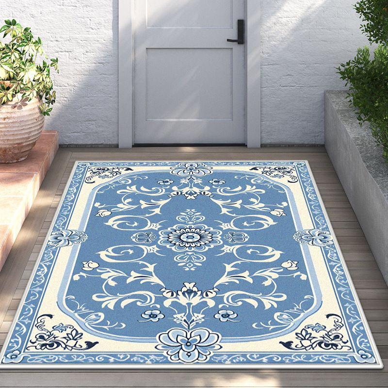 Blue Persia Carpet Living Room Decoration Home Sofa Area Rugs Outdoors Door Hall Non-slip Floor Mat Washable Bedroom Doormats
