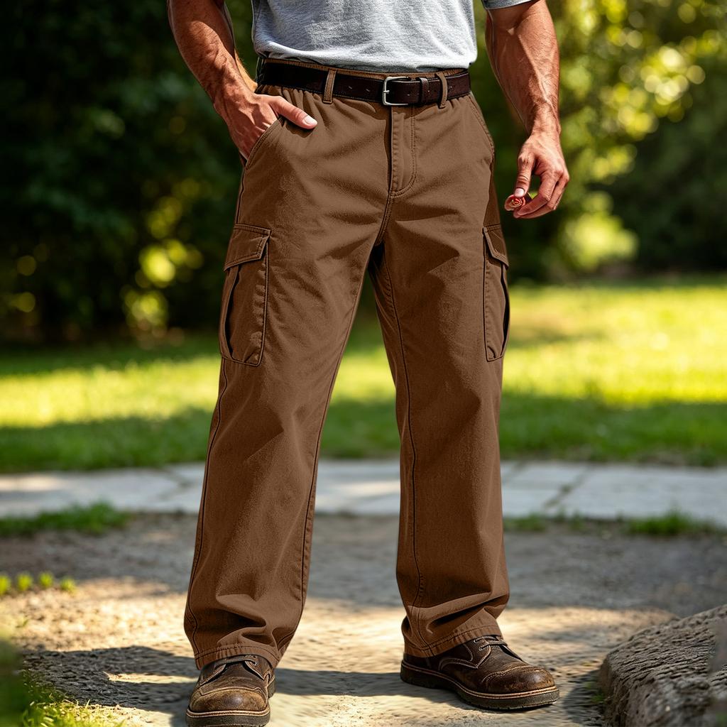 Men's Cargo Sweatpants with Elastic Waistband and Drawstring Straight Leg Joggers for Casual Everyday Wear