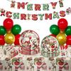 Holiday Party Set: Santa Claus Plates, Napkins, Cups & Flags