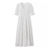 2025 Autumn Women's White Embroidered Short-Sleeve Dress