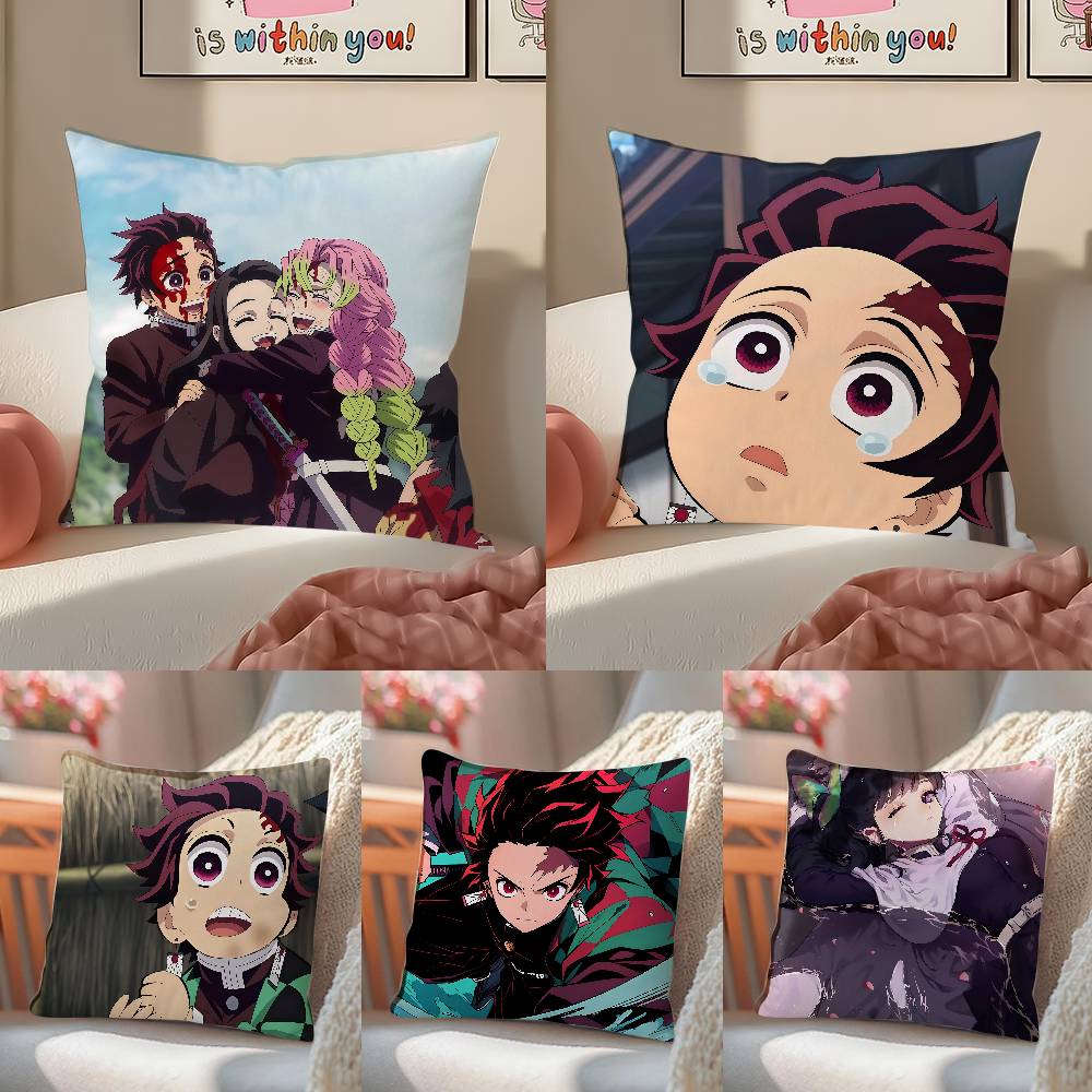 Demon Slayer Hashira Collection Anime Plush Pillow Cover Soft Short Plush Cushion Cover For Sofa Bedroom Home Decor Gift