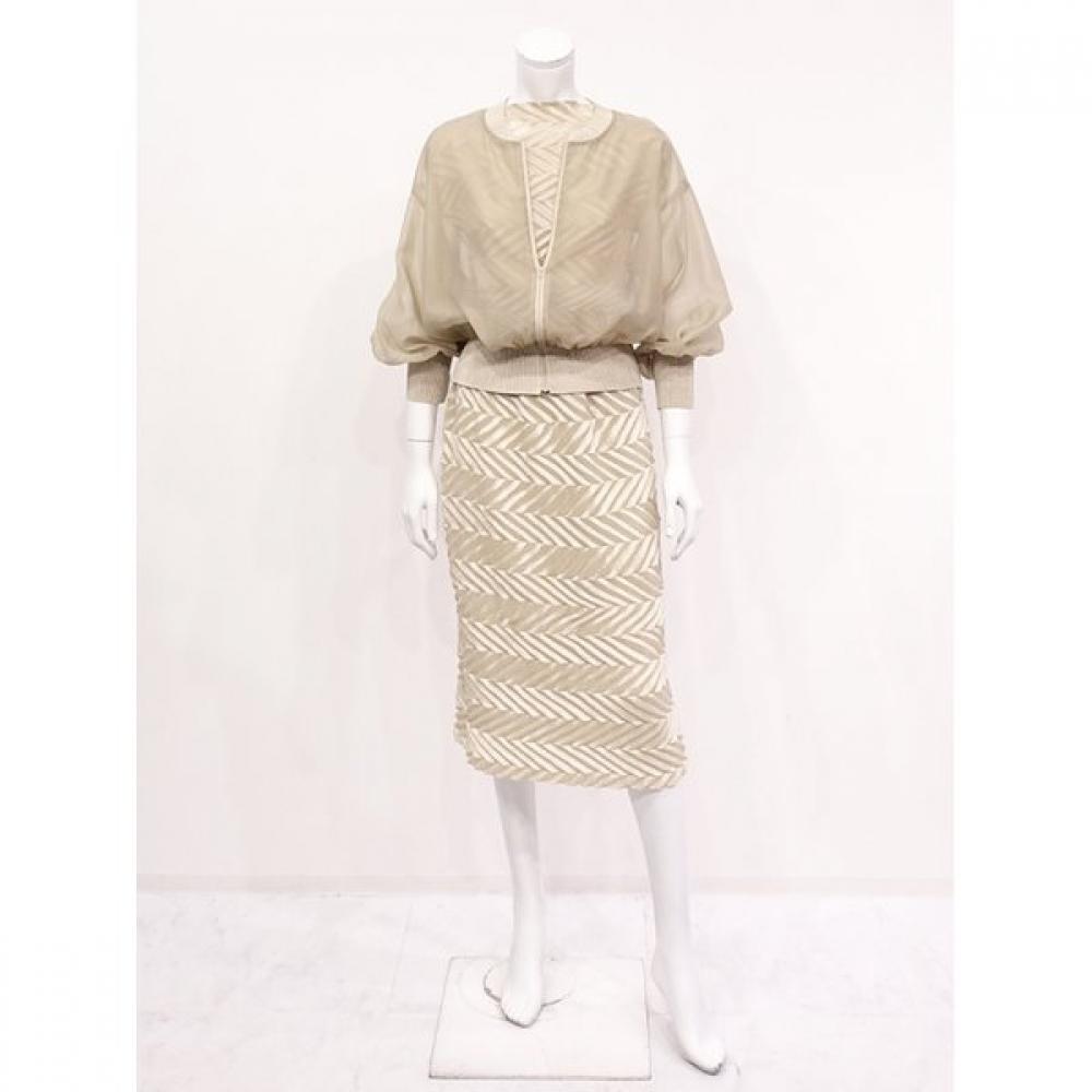 Specchio Boat Neck Sleeveless Tee Zigzag Pleated 441 158