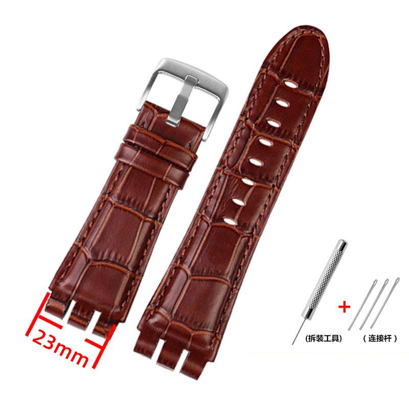 Soft Watch Band For Swatch Leather Watch Strap Men s Yos440 449 401 447 Large Size Cowhide Bracelet Black Brown 23mm Wristband 23mm