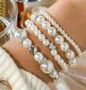 Set di 4 Braccialetti con Perle a Forma di Cuore e Perline per Donna