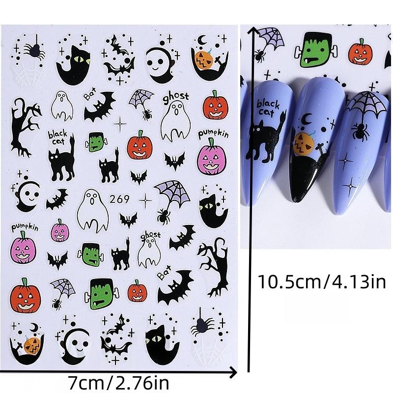 1Pc Halloween Nail Stickerscute Halloween Ghost Pumpkin Skull Black Cat Nail Stickersdiy Party Prom Nail Decoration Stickers