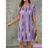 Summer Ladies 3D Printed Short Sleeve Dress Fashion Versatile Breathable Trend Casual