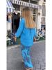 2024 Fashion Women's Cotton Linen Two-Piece Set: Loose Long Sleeve Top & Casual Print Pants