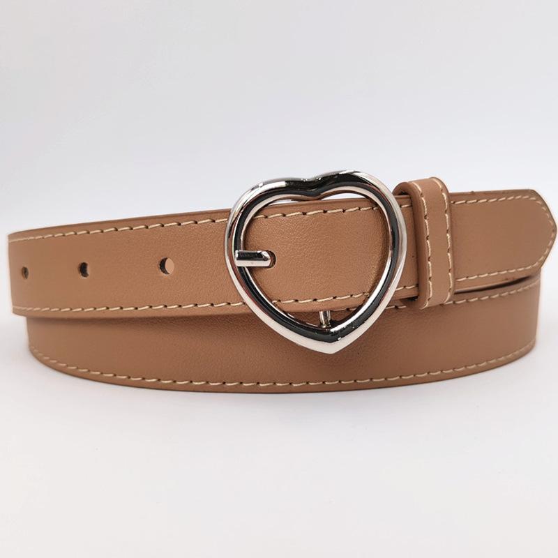 Simple New Love Alloy Pin Buckle Women's Belt Glossy Versatile Clothing Decoration PU Belt