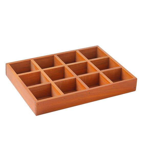 Úložný box s 12 mřížkami na dřevěné úložné potřeby Vintage velkokapacitní organizér pro prádelník