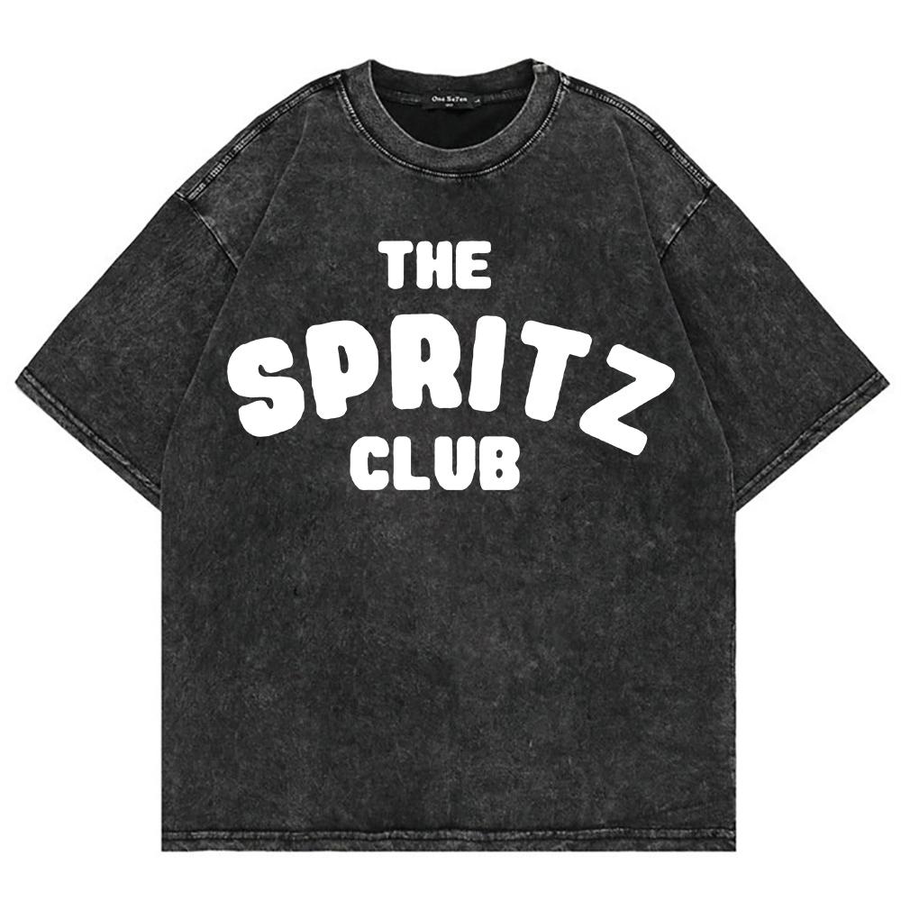 Cotton Vintage Washed Aperol Spritz Club Tshirt New Fashion Men Casual Retro Lemon Cool Oversize Loose Acid Wash Tee Shirt