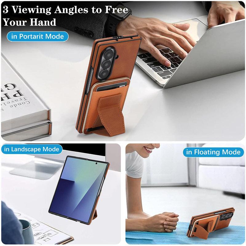 Bracket Magnetic Card Bag Suitable for Samsung Zfold1 Mobile Phone Case with Card Slot galaxyZflod1 Magnetic Zflod1