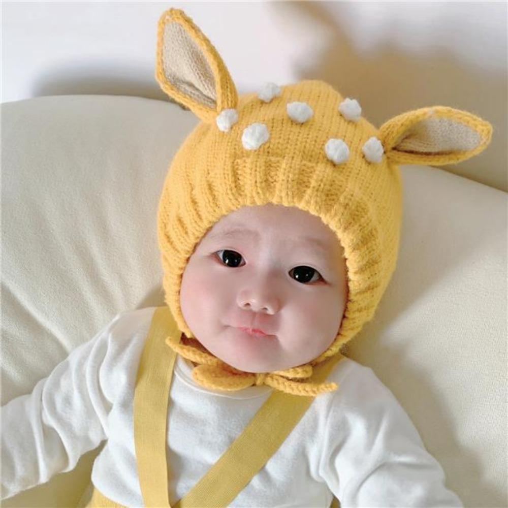 Teplá kojenecká pletená čepice Rozkošná dětská čepice Nové čepice pro miminka Jelenče Batole