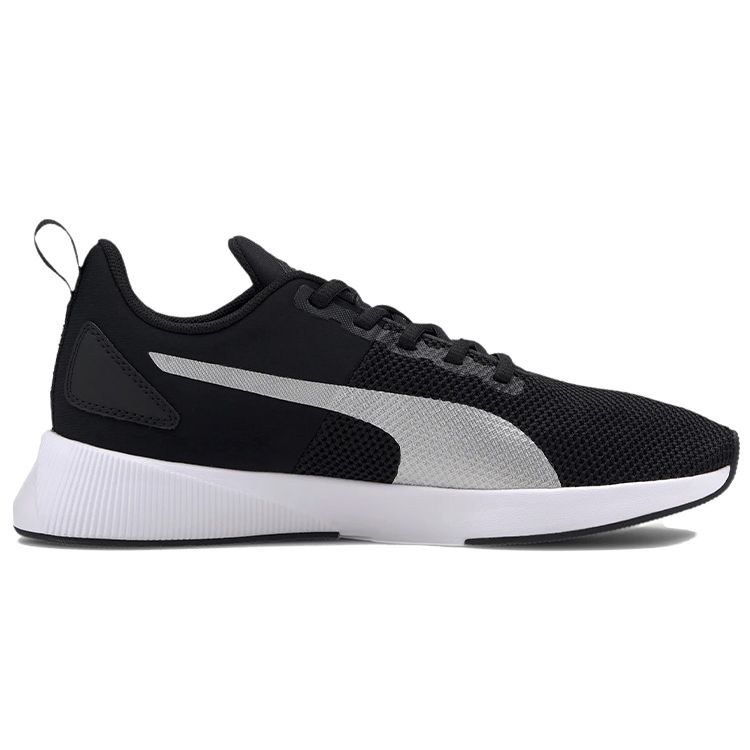 Puma Flyer Round Toe Lace-Up Mesh Fabric Shock Absorbing Non-Slip Lightweight Low-Top Running Shoes Unisex sneaker Black Silver 192257-25