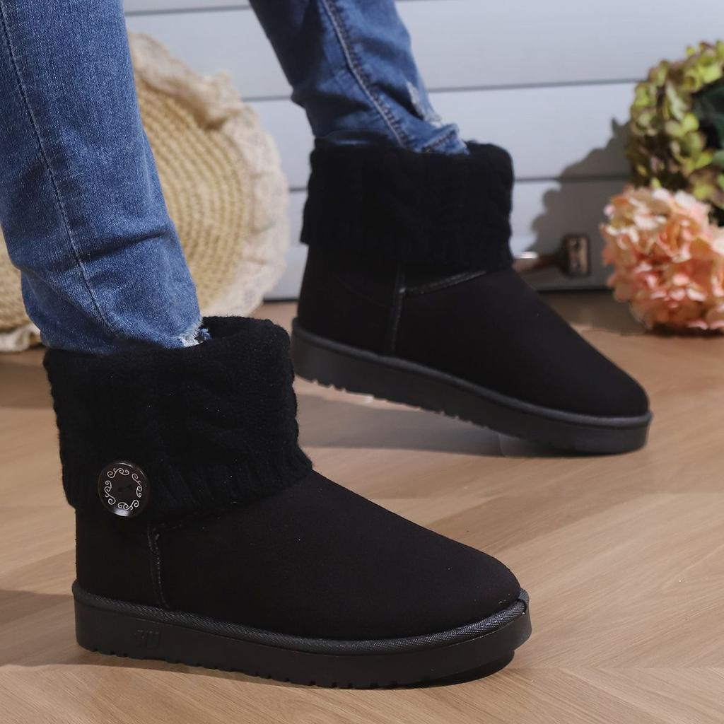 Fashion Round Toe Ladies Shoes Winter Flat Plush Women's Snow Boots Trend 2025 Novelty Fashion Footwear On Offer Hot Goth Padded Booties