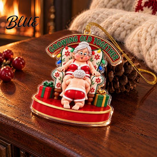 Holiday Party Decor 2D Couple Santa Pattern Hanging Ornament Acrylic Decorative Christmas Tree Accessories Charms with Lanyard Xmas Pendants