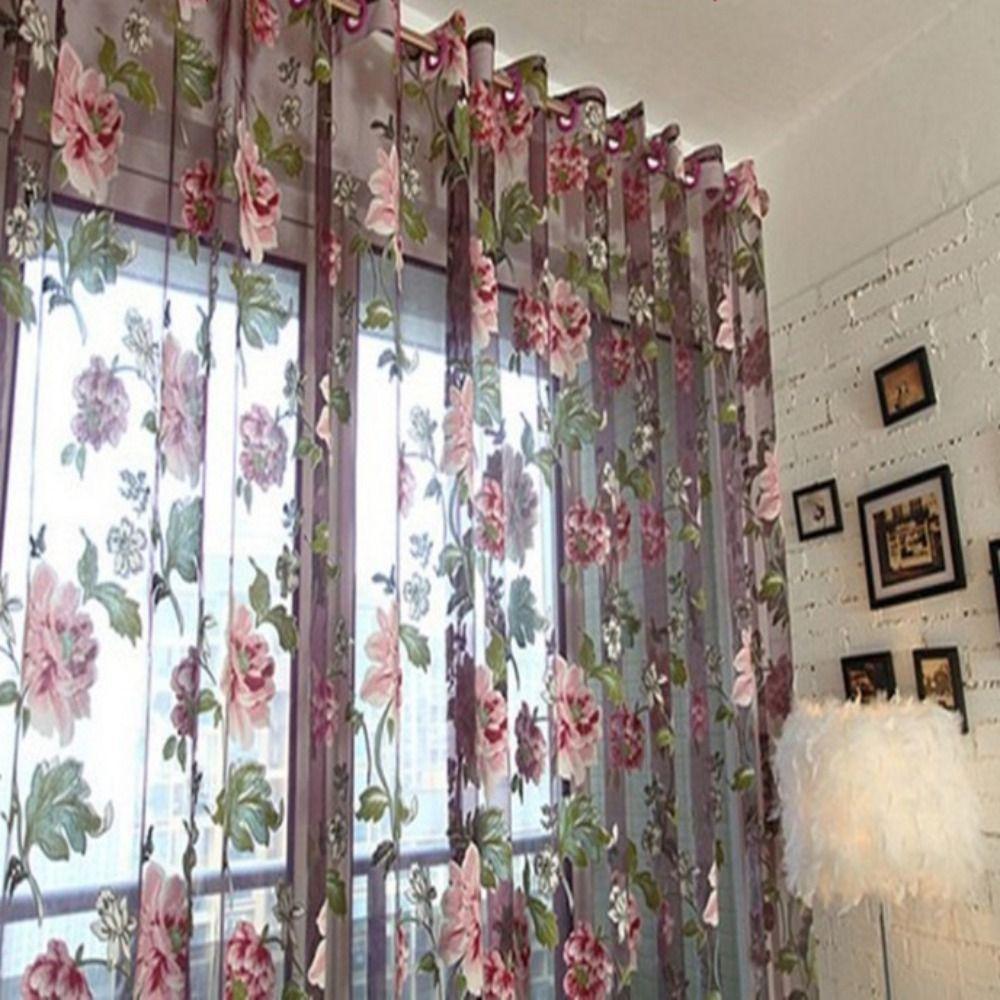 Romantischer Blumen Schlafzimmer Wohnzimmer Tüll Fenstervorhänge Heimdekoration Vorhang Transparente Vorhänge
