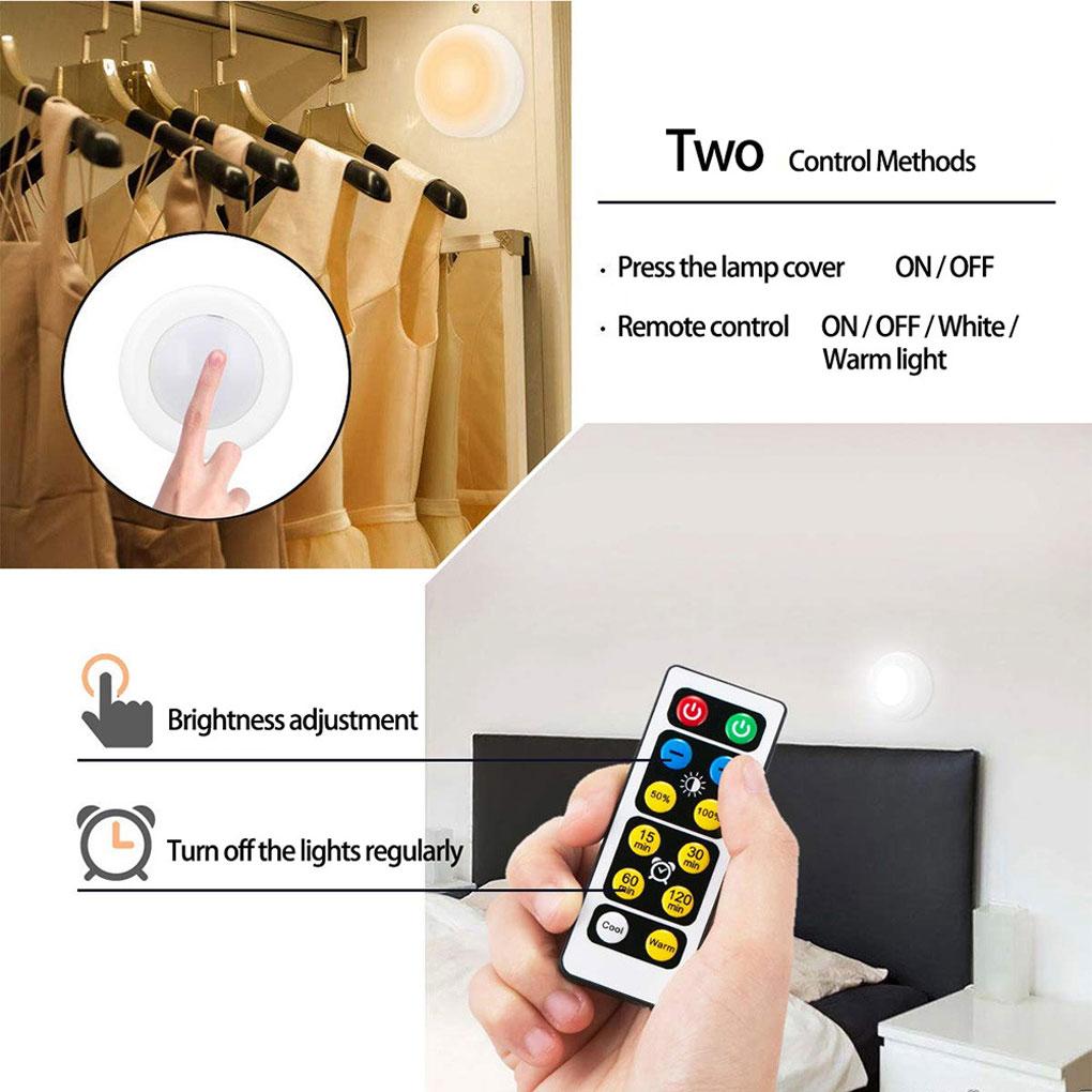 Cabinet Light 60lm LED Remote Control Closet Light Adjustable Home Stair Night Lamp