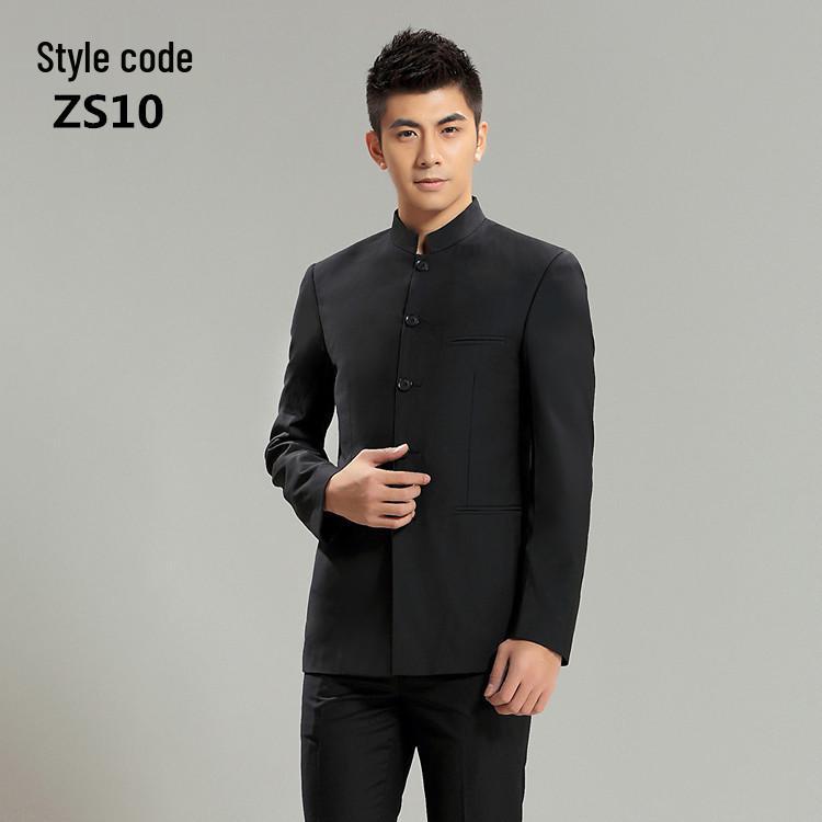 Men's Youth Slim Fit Zhongshan Suit: Stand Collar Casual Chinese Style Wedding Dress 16