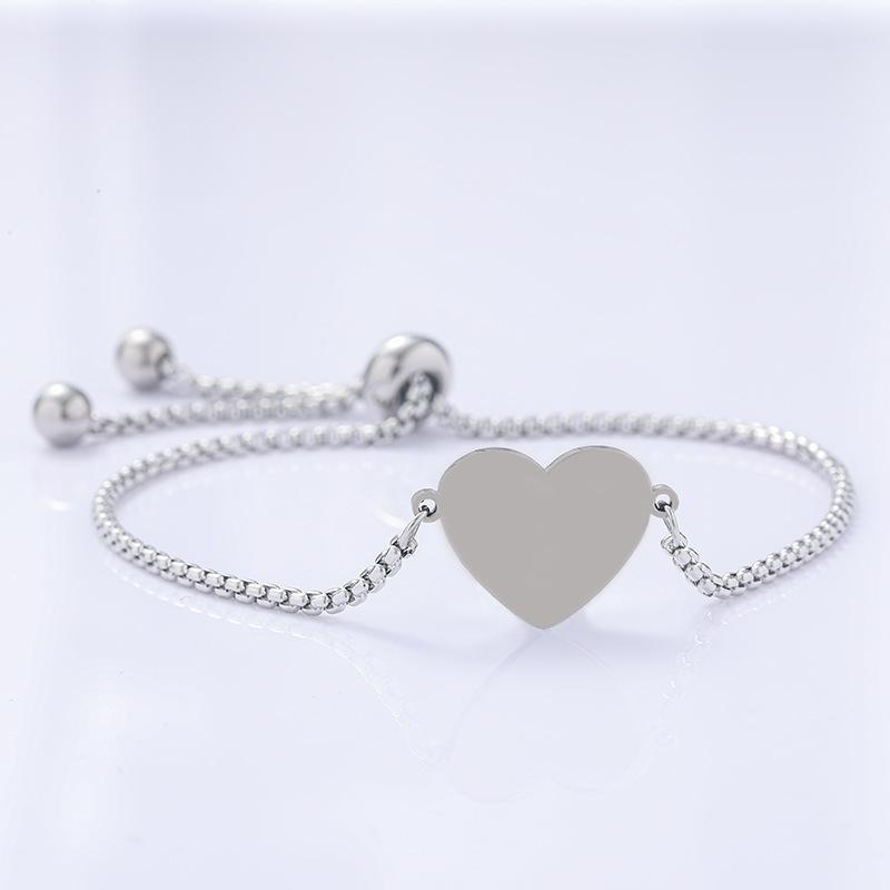 Factory Fashion Bracelet Stainless Steel Bracelet Pendant Love Pendant Blank Laser Engravable Printing Blank Material