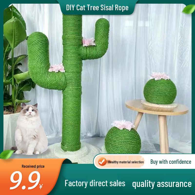 Handmade Odorless Sisal Cat Tree Rope: Vibrant, Fade-Resistant, Durable for DIY Scratching Posts