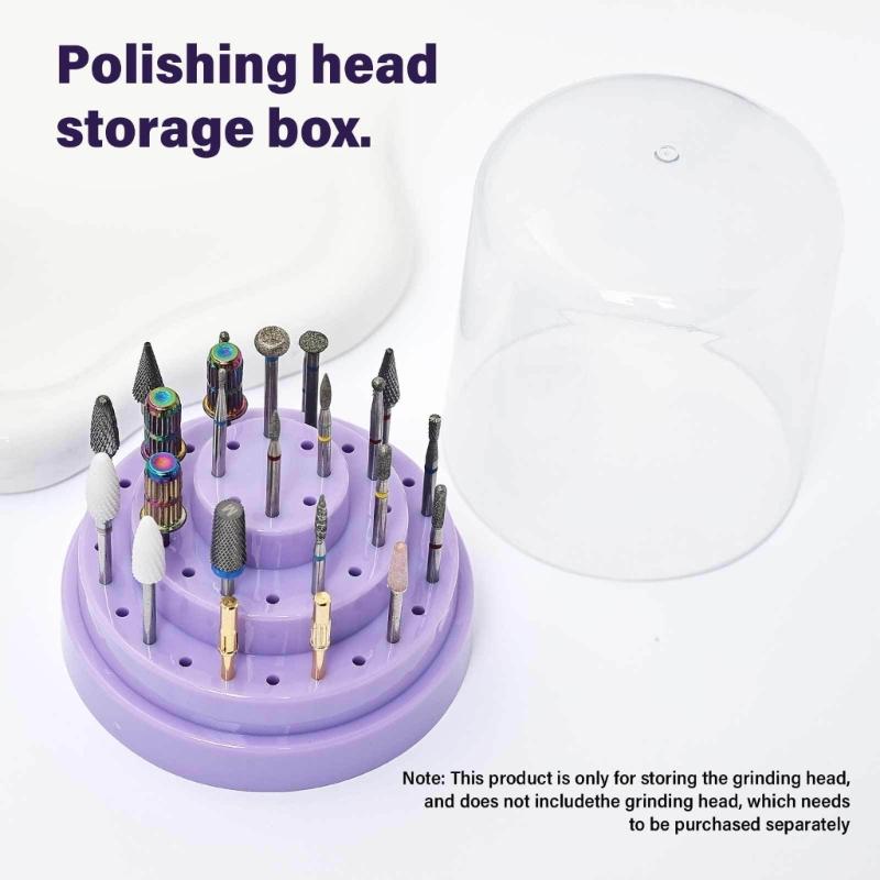 48 Hole Nail Drill Bit Holder Storage Case For Manicure Tools ABS Organizer Box
