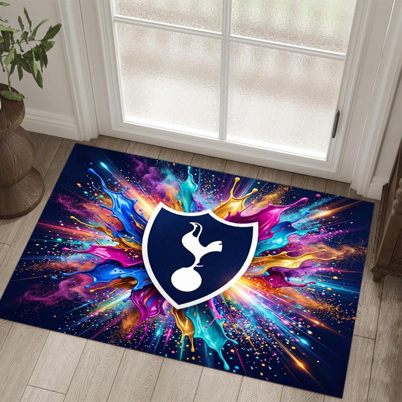 Tottenham Hotspur Design Crystal Velvet Carpet Cozy Non?Slip Printed Rug For Bedroom Living Room Entrance