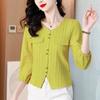 Small Scented V-neck and 7-quarter Sleeve Shirt for Women In Spring New Style Slim and Small Top