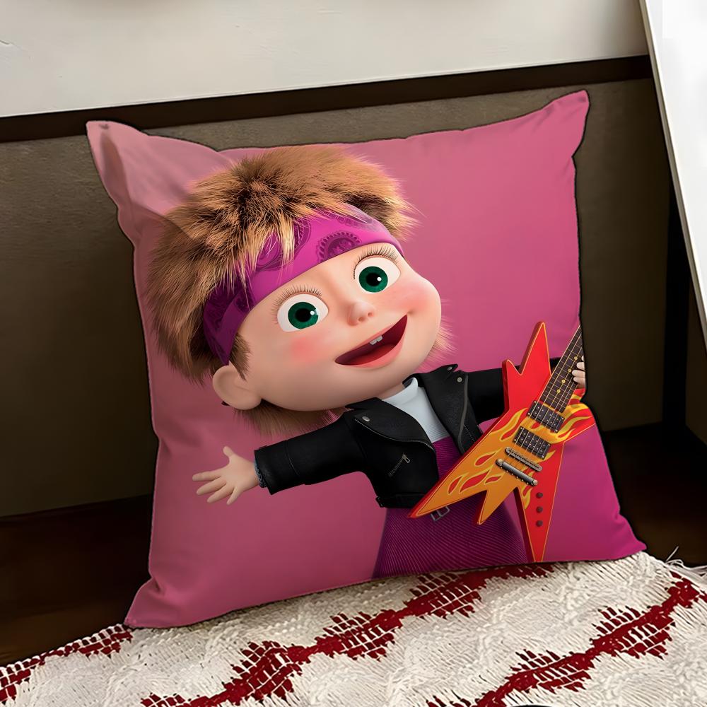 Cute MMasha and the BBear Cushion Cover Reversible Soft Durable Pillow Cover Home  Car MultiScene Use for Daily Comfort