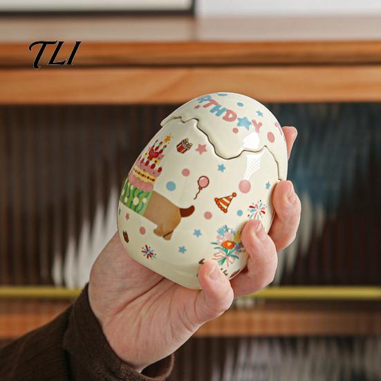 Romantic Atmosphere Lamp Ceramic Eggshell Candle Holder for Scented Candles, Candles Thoughtful Birthday Present Container, Minimalist Art Ornament