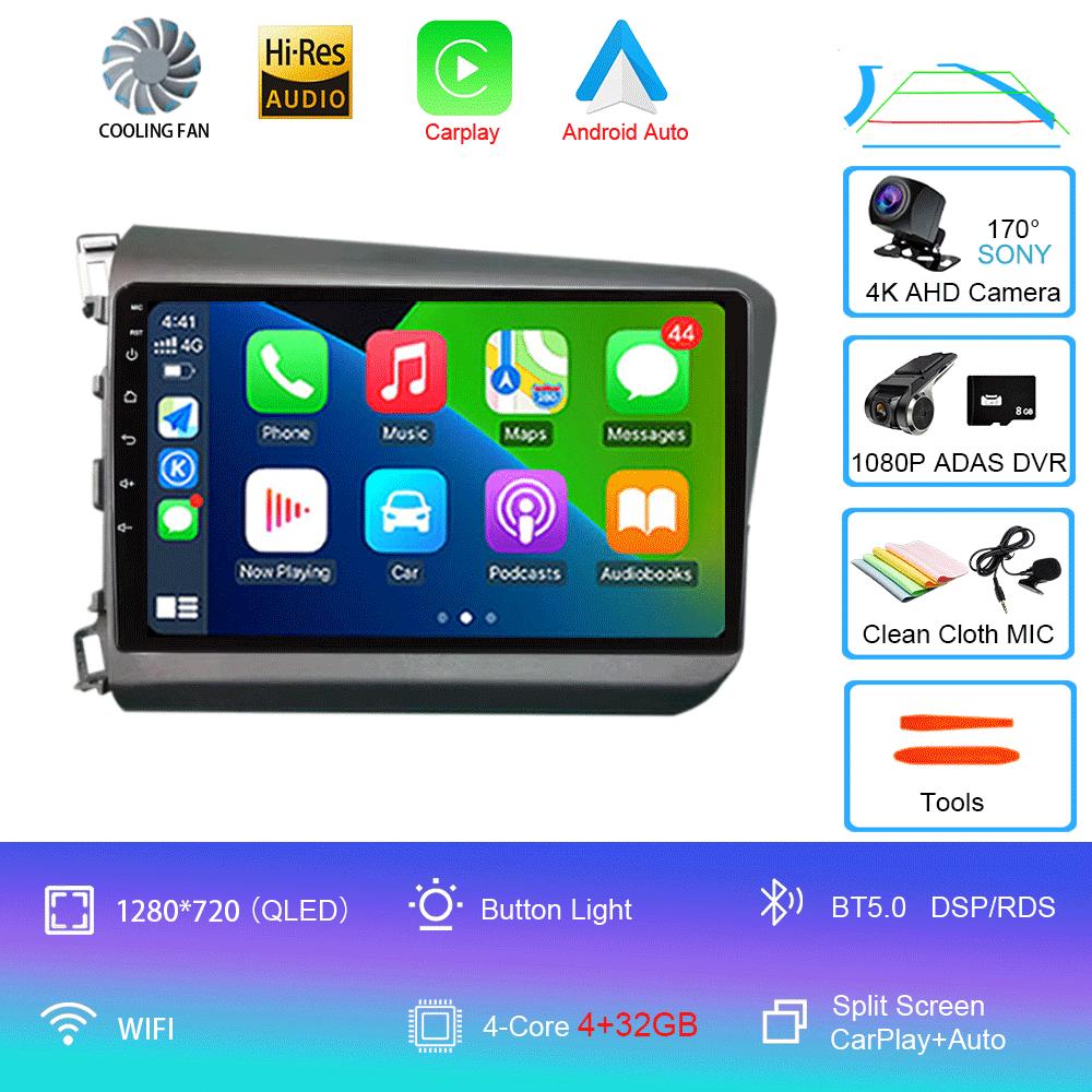 Android 14 For Honda Civic 2012 2013 2014 2015 Car Radio Multimedia Video Player Navigation Stereo GPS Carplay Android Auto WIFI