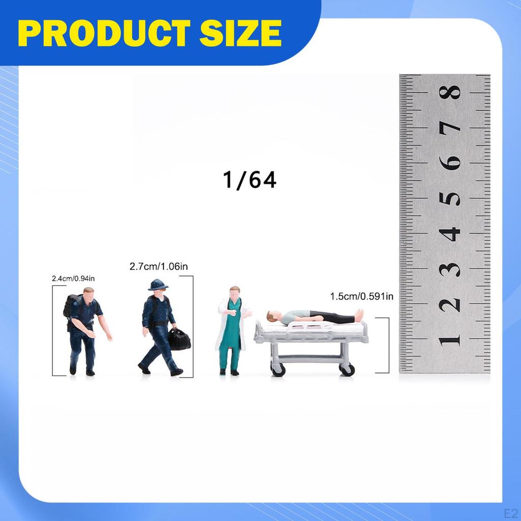 4x Miniature Figures Model 1/64 Scale Simulation Scene Layout Hand Painted Mini Diorama