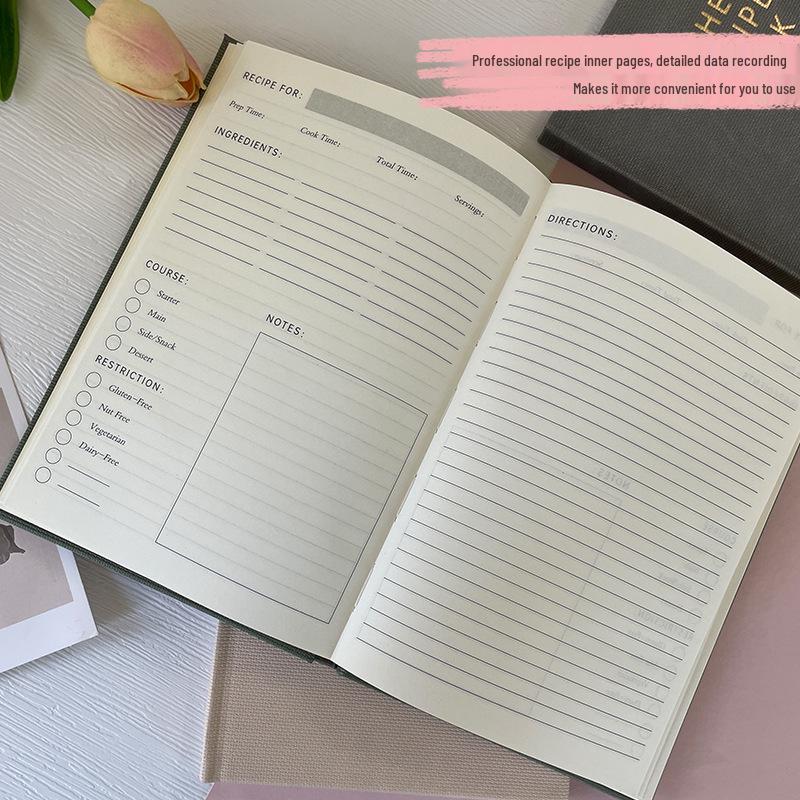 A5 Recipe Waterproof Cloth Texture Diary Hardcover Notebook For Kitchen Cooking Logs