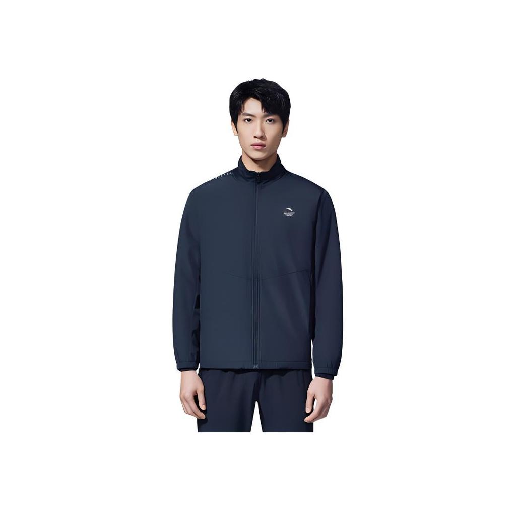 Anta Outdoor Series Solid Color Logo Print Quick-Dry Casual Stand Collar Jacket Men Jackets Black 152317606-2