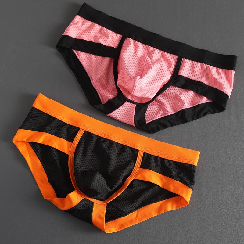 Men's Sexy Low Waist Triangle Briefs with Hip Lifting Design, High Elastic Polyester-Cotton Blend, Large Pouch