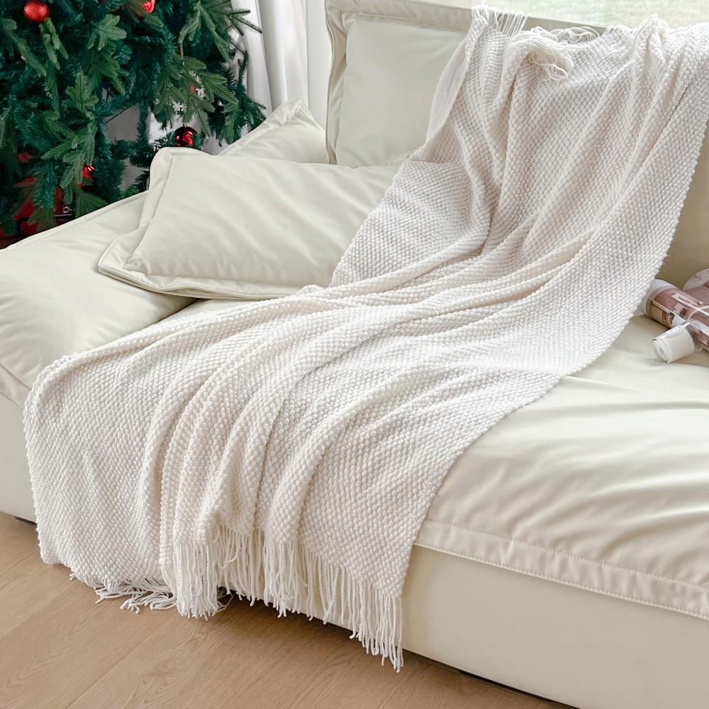 Color-Woven Cross-Ins Throw: Versatile Sofa & Bed Blanket, No Shedding