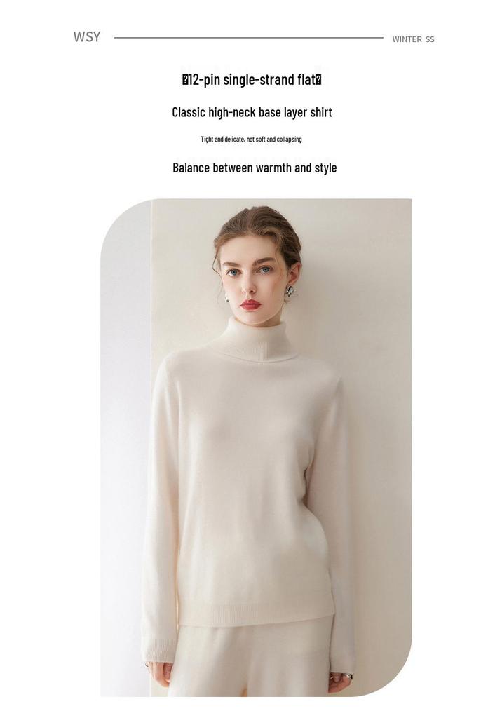 Women's Plus Size 100% Cashmere Knit Long Sleeve Sweater - Autumn/Winter Base Layer Top