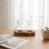 Creative Desktop Wooden Stand with Two Transparent Hydroponic Glass Vases for Home Decoration and Plant Display Modern Design