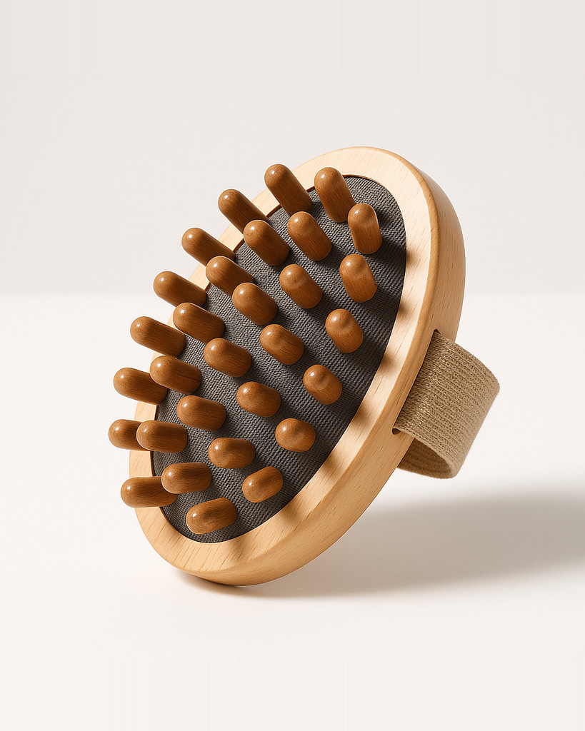 Round Pointed Wooden Full Body Massage Brush, Non Slip Elastic Handle, Comfortable And Relaxing Full Body Massage Tool