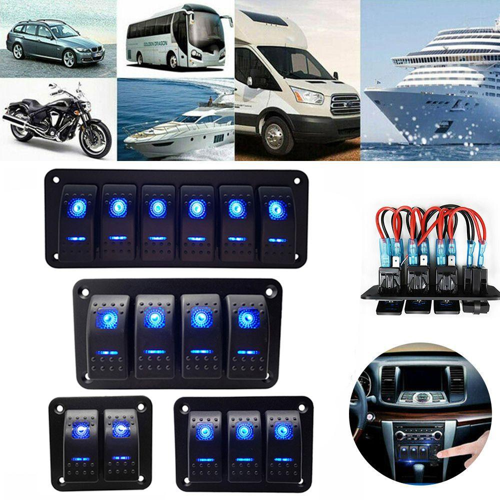 Camper Caravans For Boat Waterproof 12V/24V LED Rocker Switch Panel 2 3 4 6 Gang Circuit Breaker